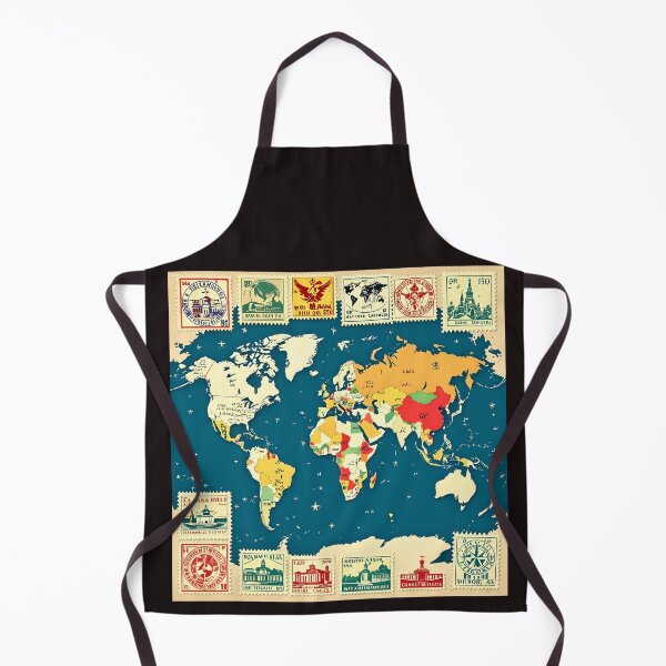 Item preview, vintage stamps on a map colorful design designed and sold by SmashingDeals.