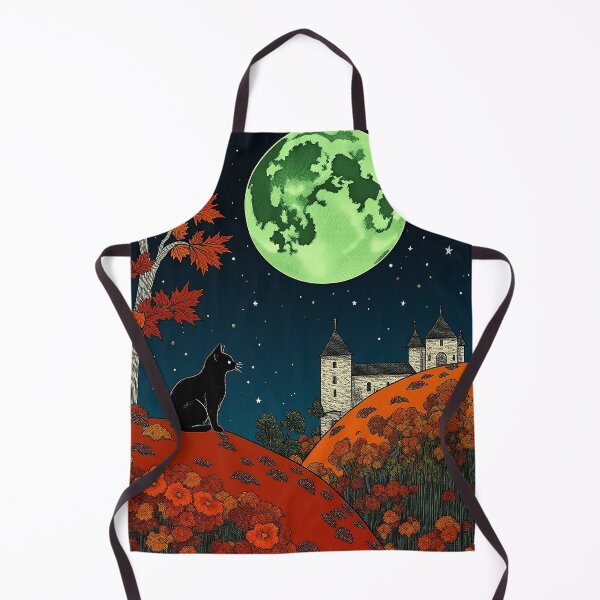 Item preview, Vintage Black Cat with Castle and Green Moon designed and sold by Fullspace.