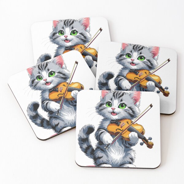 Item preview, Adorable Cartoon Cat Playing Violin – Cute Musician Kitten Illustration designed and sold by Royalsticker.