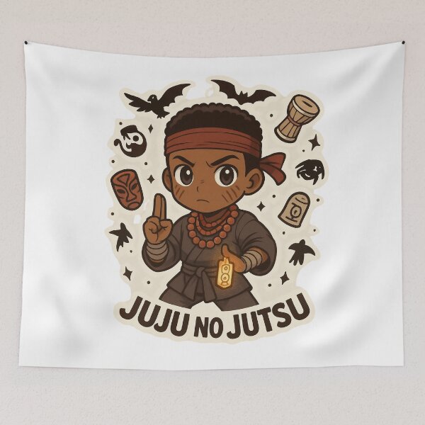 Item preview, Juju no Jutsu | Kawaii Chibi Nigerian Ninja Anime Sticker designed and sold by OsasChild.