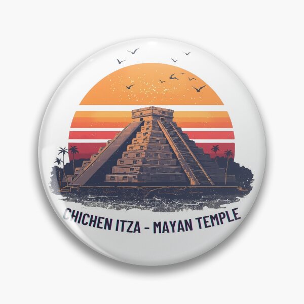 Item preview, Chichen Itza Mayan Temple Retro Sunset | Vintage Mexico Travel Art designed and sold by LoliDesignShop.