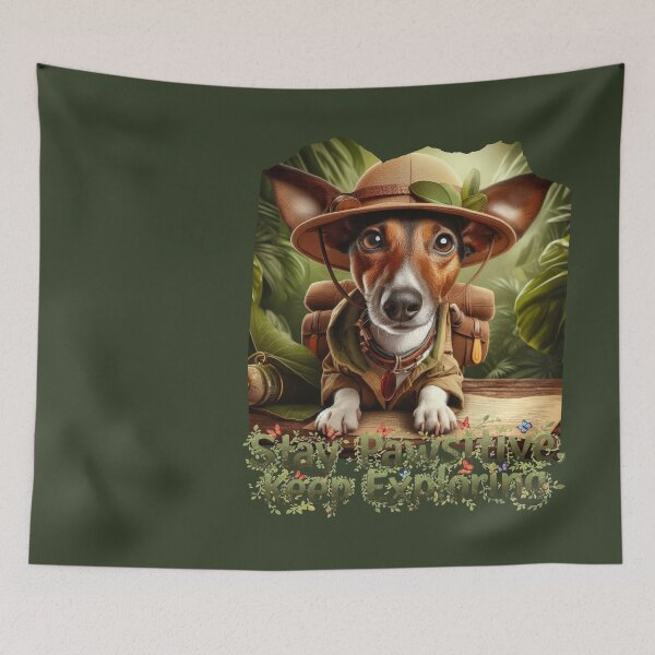 Item preview, funny explorer dog, a great gift for a dog and travel lover, designed and sold by miro-bob-design.