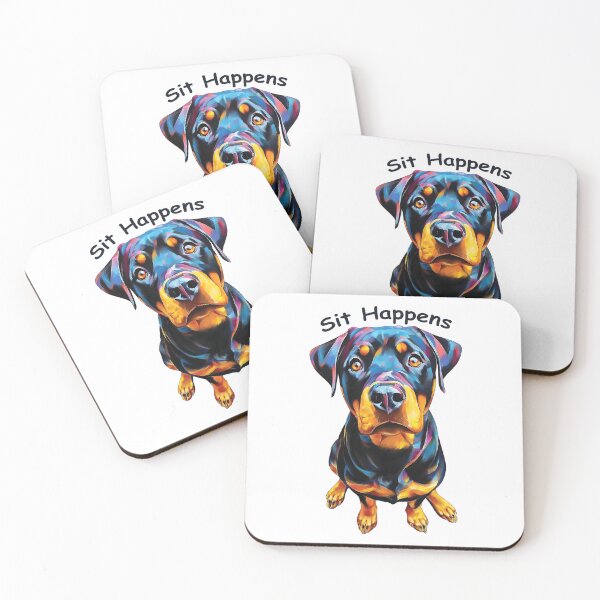 Item preview, Sit Happens Rottweiler Funny Dog T-Shirt, Cute Dog Pun Tee designed and sold by Gino By Design.