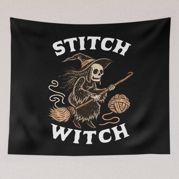 Item preview, Stitch Witch Skeleton Halloween Yarn Design designed and sold by Text2tee.