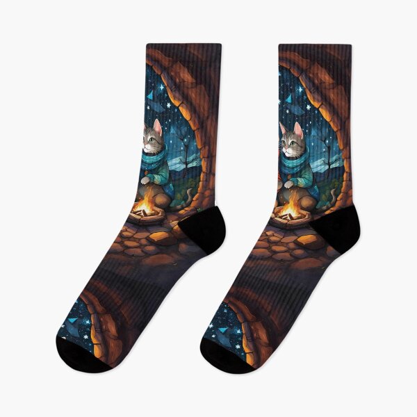 Item preview, Cats Sharing a Campfire on a Starry Night designed and sold by Ciervo Primavera.