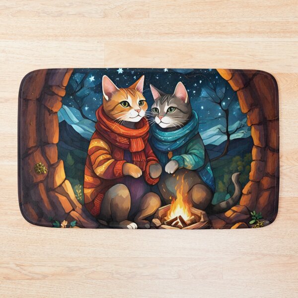 Item preview, Cats Sharing a Campfire on a Starry Night designed and sold by Ciervo Primavera.