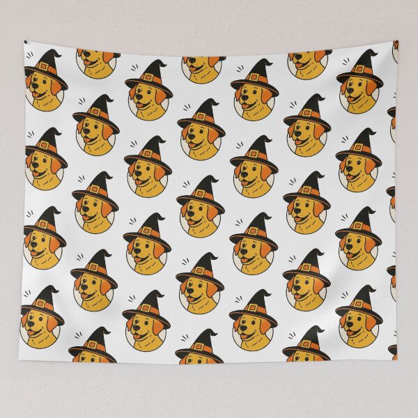 Item preview, Labrador Retriever Retro Witch Hat Illustration designed and sold by Flying Doggo.