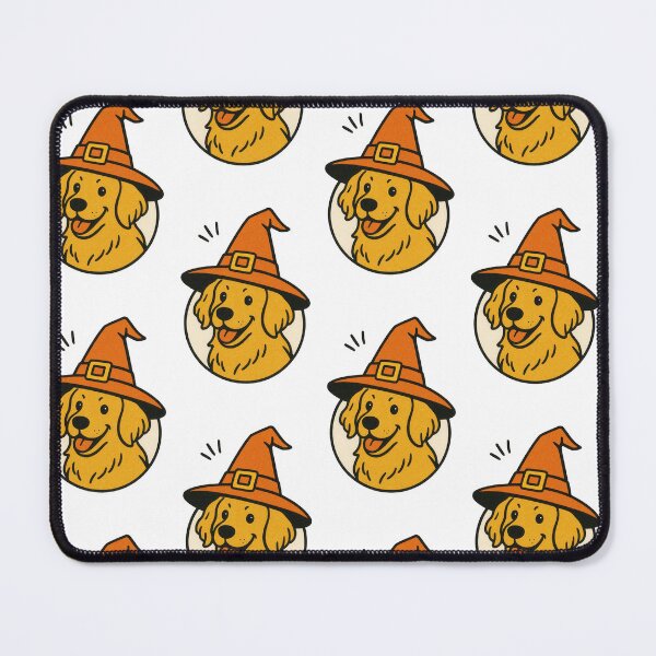 Item preview, Golden Retriever Retro Witch Hat Cartoon Art designed and sold by Flying Doggo.