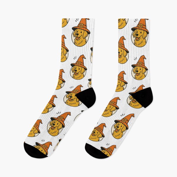 Item preview, Golden Retriever Retro Witch Hat Cartoon Art designed and sold by Flying Doggo.