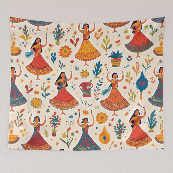 Item preview, Navratri Garba Illustration – Colorful Folk Dance Pattern designed and sold by ArtivaNest.