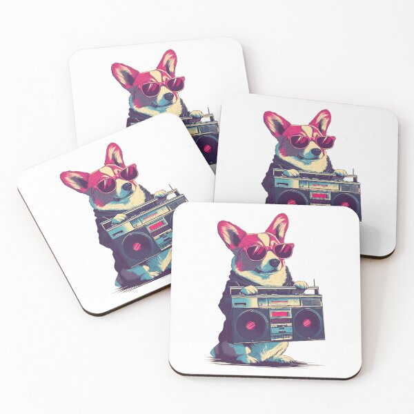 Item preview, Retro Corgi with Boombox T-Shirt & Sticker designed and sold by Clawffirmations.