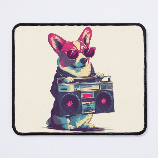 Item preview, Retro Corgi with Boombox T-Shirt & Sticker designed and sold by Clawffirmations.