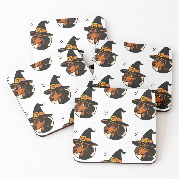 Item preview, Dachshund Retro Witch Hat Halloween Illustration designed and sold by Flying Doggo.