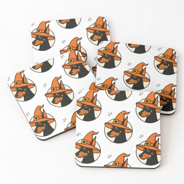 Item preview, Doberman Pinscher Retro Witch Hat Illustration designed and sold by Flying Doggo.