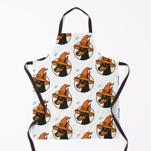 Item preview, Doberman Pinscher Retro Witch Hat Illustration designed and sold by Flying Doggo.