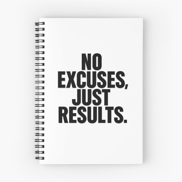 Aperçu de l'œuvre Pas d'excuses, juste des résultats – Citation de motivation pour le fitness créée et vendue par Howling Ink.