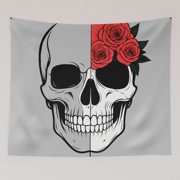 Item preview, Half Skull With Red Roses Gothic Art designed and sold by Shoot-The-Moon.