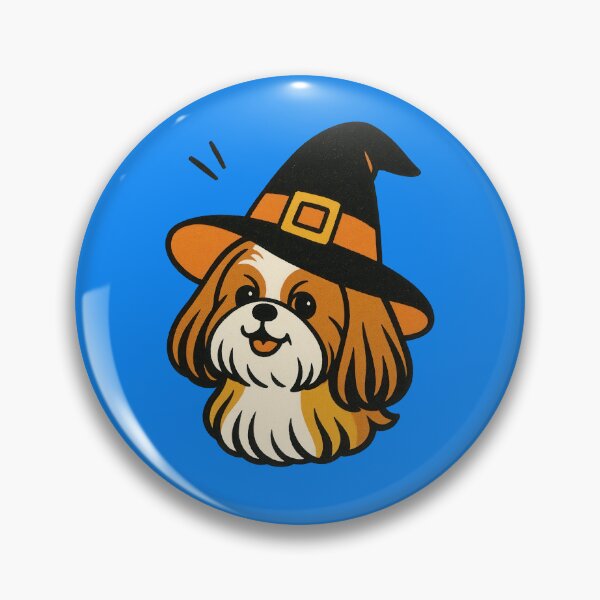 Item preview, Shih Tzu Retro Witch Hat Dog Illustration designed and sold by Flying Doggo.
