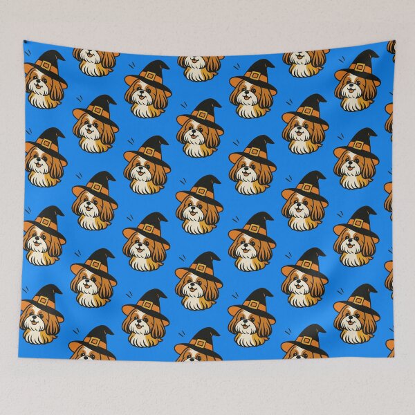 Item preview, Shih Tzu Retro Witch Hat Dog Illustration designed and sold by Flying Doggo.
