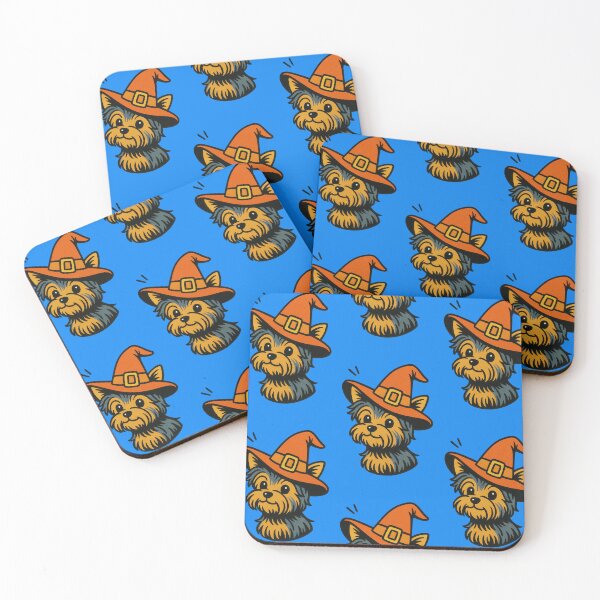 Item preview, Yorkshire Terrier Retro Halloween Witch Illustration designed and sold by Flying Doggo.