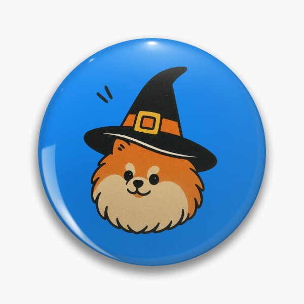 Item preview, Pomeranian Retro Halloween Witch Hat Illustration designed and sold by Flying Doggo.