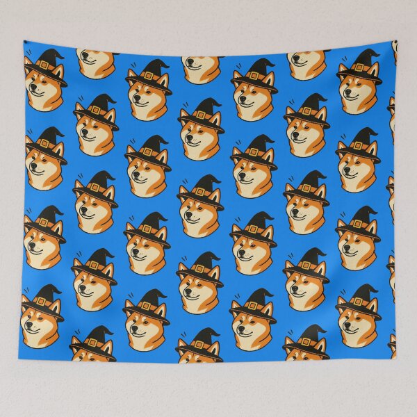 Item preview, Akita Retro Halloween Witch Hat Illustration designed and sold by Flying Doggo.