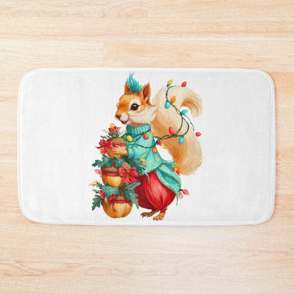 Item preview, Holiday Squirrel with Acorn Stack and Christmas Lights designed and sold by Anastasiia Yurevych.