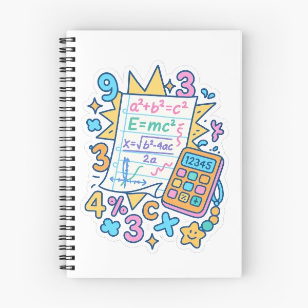 Item preview, Back to school illustration with mathematical symbols and calculator, AI generated designed and sold by dvoevnore.