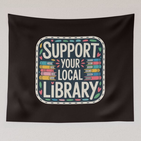 Item preview, Support Your Local Library Books Reading Librarian Small Red Hearts and Green Leaf 002 designed and sold by sadedream.
