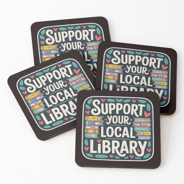 Item preview, Support Your Local Library Books Reading Librarian Small Red Hearts and Green Leaf 003 designed and sold by sadedream.