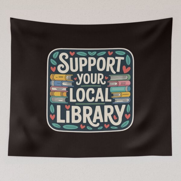 Item preview, Support Your Local Library Books Reading Librarian Small Red Hearts and Green Leaf 003 designed and sold by sadedream.
