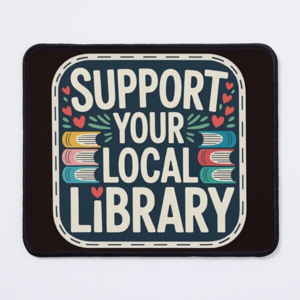 Item preview, Support Your Local Library Books Reading Librarian Small Red Hearts and Green Leaf 004 designed and sold by sadedream.