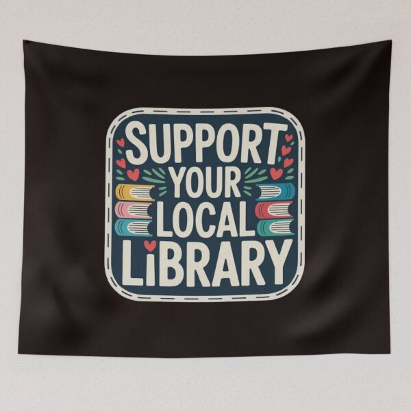 Item preview, Support Your Local Library Books Reading Librarian Small Red Hearts and Green Leaf 004 designed and sold by sadedream.