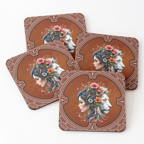 Item preview, Floral Lion and Woman Portrait designed and sold by nicky2342.