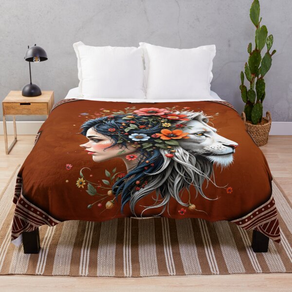 Item preview, Floral Lion and Woman Portrait designed and sold by nicky2342.