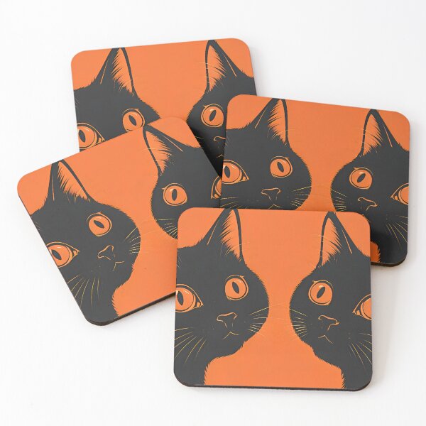 Item preview, Two Black Cats Illustration – Halloween Inspired Desk Mat Art designed and sold by A L O N E.
