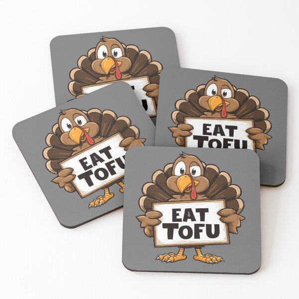 Item preview, A cheerful turkey holds a sign promoting tofu designed and sold by CreativeLarysa.