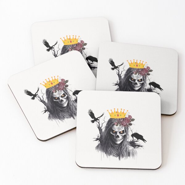 Item preview, Dark Queen Skull with Crown and Ravens – Gothic Halloween Art designed and sold by Nickkhunsmile.