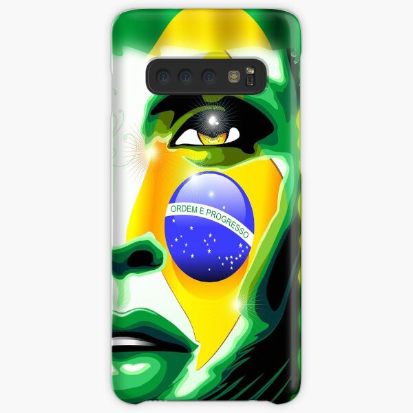 Brazil Flag Colors on Beautiful Girl Portrait Samsung Galaxy Snap Case