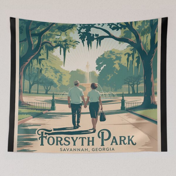 Item preview, Forsyth Park Savannah Georgia Vintage Poster – Retro Travel Print designed and sold by VividOrganica.