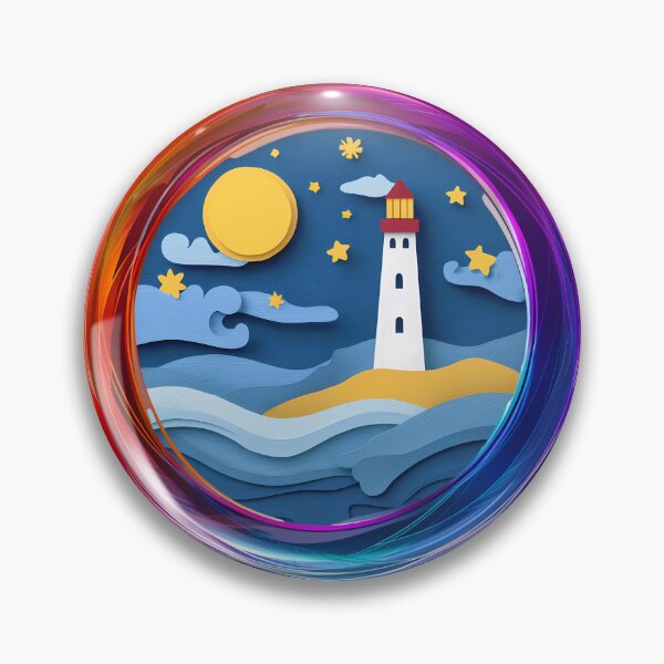 Item preview, Lighthouse at Night – Nautical Ocean Paper Cut Art designed and sold by DesignArtist.ia.