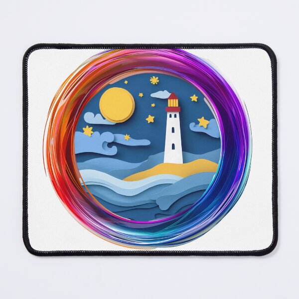 Item preview, Lighthouse at Night – Nautical Ocean Paper Cut Art designed and sold by DesignArtist.ia.