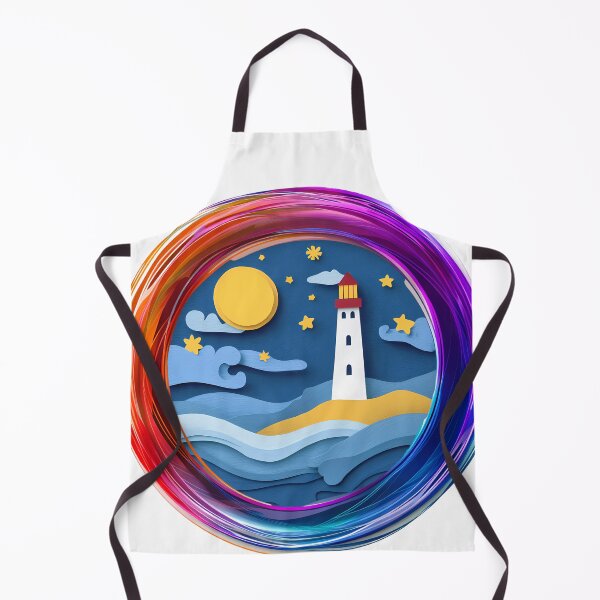 Item preview, Lighthouse at Night – Nautical Ocean Paper Cut Art designed and sold by DesignArtist.ia.