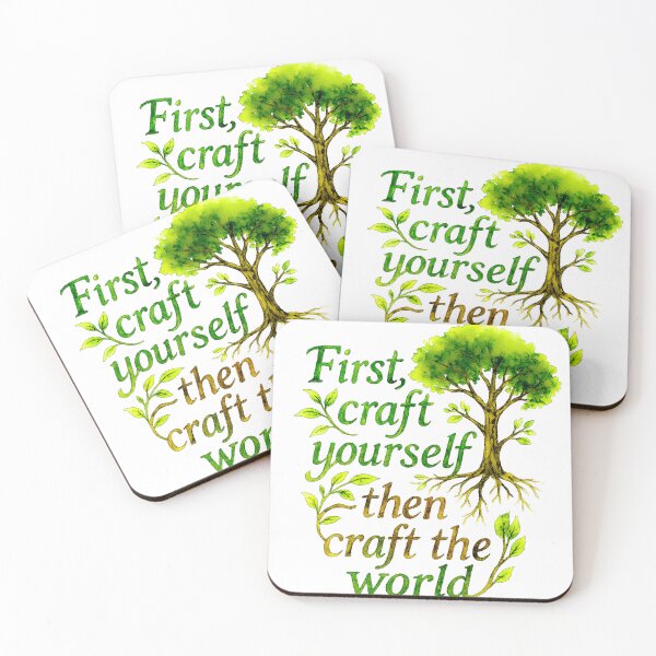 Item preview, First, Craft Yourself – Then Craft the World | Akwarelna grafika motywacyjna z drzewem designed and sold by NKArtFlow.