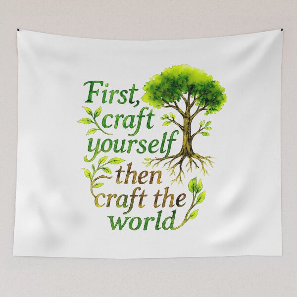 Item preview, First, Craft Yourself – Then Craft the World | Akwarelna grafika motywacyjna z drzewem designed and sold by NKArtFlow.