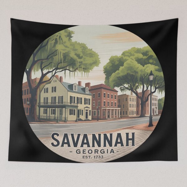 Item preview, Savannah Georgia Vintage Street Scene Emblem – Historic Travel Design designed and sold by VividOrganica.