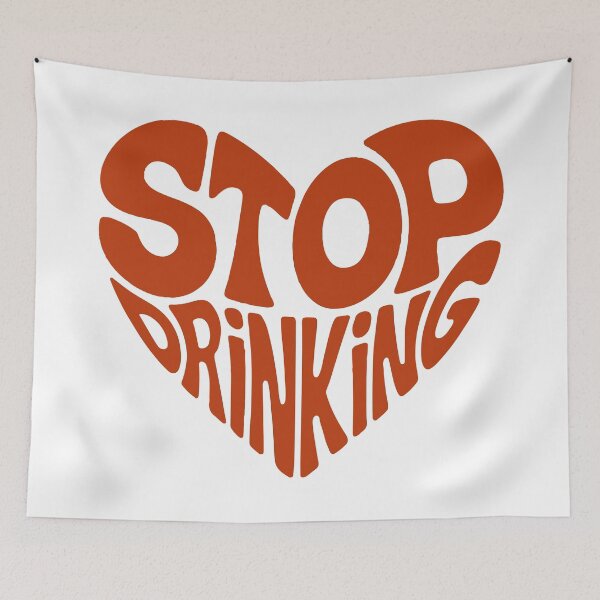 Item preview, Stop Drinking Retro Heart Typography Sober Message designed and sold by NArtdesigns.