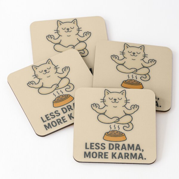 Item preview, Less Drama, More Karma – Medytujący kot | Śmieszna grafika designed and sold by NKArtFlow.