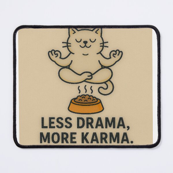 Item preview, Less Drama, More Karma – Medytujący kot | Śmieszna grafika designed and sold by NKArtFlow.
