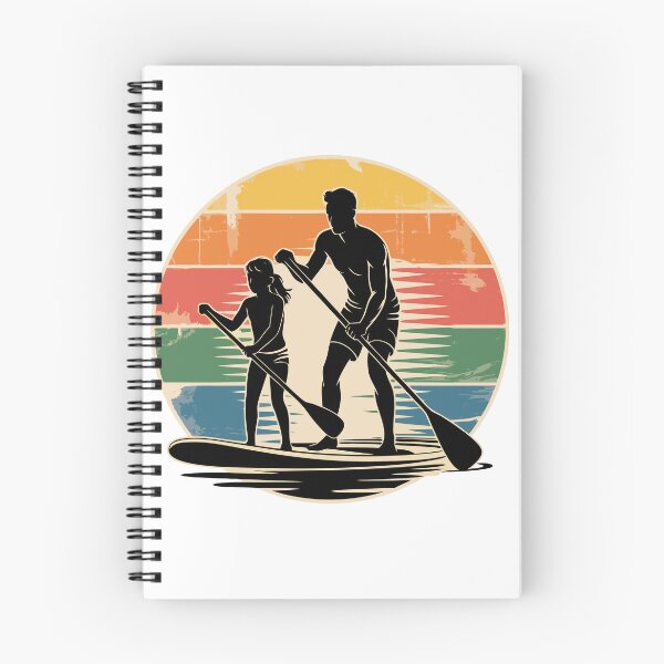 Item preview, Retro Paddleboarding Sunset – Vintage SUP Silhouette with Woman and Child designed and sold by VividOrganica.
